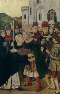 König Ferdinand I. von Kastilien begrüßt den heiligen Dominikus von Silos, 1478-1480