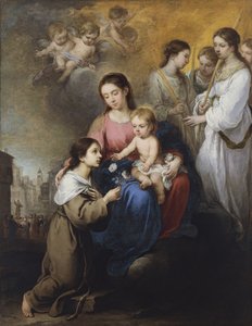 Die Jungfrau und das Kind mit der heiligen Rose von Viterbo von Bartolomé Esteban Murillo