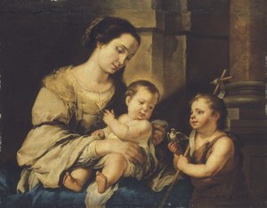 Die Jungfrau und das Kind mit dem kleinen Johannes dem Täufer von Bartolomé Esteban Murillo