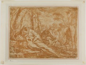 Ruhe auf der Flucht nach Ägypten von Bartolomeo Biscaino