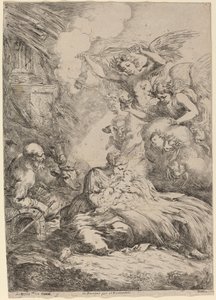 Die Heilige Familie von Engeln verehrt von Bartolomeo Biscaino