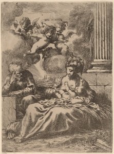 Die Heilige Familie an einer Säule von Bartolomeo Biscaino
