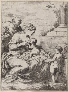 Die Heilige Familie mit Johannes dem Täufer von Bartolomeo Biscaino