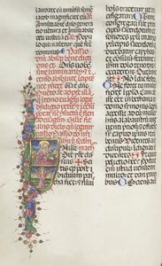 Missale: Fol. 116: Heiliger Matthäus mit Engel, 1469 von Bartolomeo Caporali