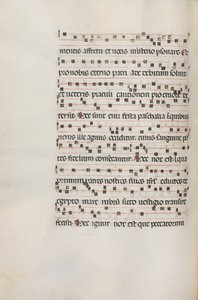 Missale: Fol. 154v: Musik für Exultet, 1469 von Bartolomeo Caporali