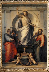 Christus erhebt sich unter den Evangelisten