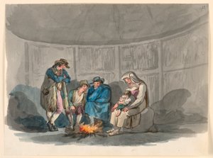 Zeichnung, Eine Familie von Hirten bei Nacht, 1807–08 von Bartolomeo Pinelli
