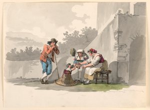 Zeichnung, Eine Bauernfamilie in der Campagna, 1807–08 von Bartolomeo Pinelli