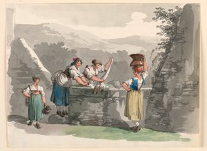 Wäsche in den Bergen nahe Rom, 1807–08 von Bartolomeo Pinelli