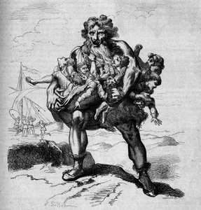 Der Oger (Lied 18. von Roland Furieux) Komposition und Zeichnung von Pinelli