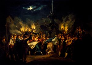 Nächtlicher Tanz auf der Piazza Barberini nach der Ernte