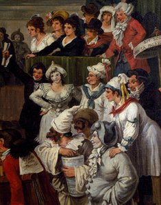 Pulcinella mit anderem Karnevalscharakter, Detail aus Das Berberpferderennen in Rom während des Karnevals von Bartolomeo Pinelli