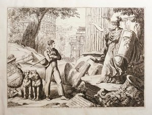Stehend inmitten der Forumruinen von Bartolomeo Pinelli