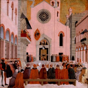 St. Vincent Ferrer predigt vor einem Papst
