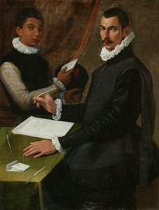 Porträt eines unbekannten Mannes und seines Dieners von Bartolommeo (attr. to) Passerotti