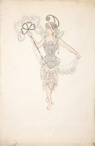 Kostümentwurf für Dame mit Fächer, 1890-99