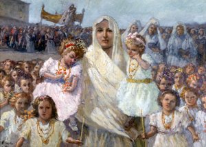 Prozession der Jungfrauen von Rapino von Basilio Cascella