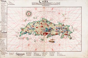 Karte von Kreta 1554 von Battista Agnese