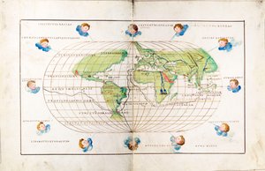 Ovaler Planisphäre der Welt, zeigt Magellans Route