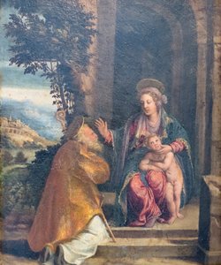 Jungfrau mit Kind und Bischof von Battista & Dossi Dosso (c.1486 1542) Dossi