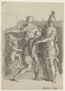 Drei Soldaten und ein Putto