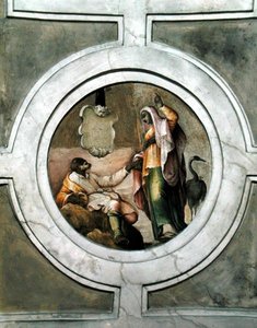 Darstellung einer der Tugenden aus der Decke der Grimani-Kapelle (Fresko) von Battista Franco