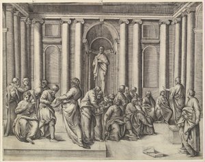 Christus unter den Doktoren, ca. 1540-45 von Battista Franco Veneziano