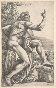 Johannes der Täufer predigt in der Wildnis von Battista Franco Veneziano