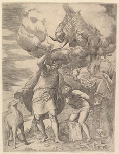 Der Engel hält den Arm Abrahams auf, nach 1552