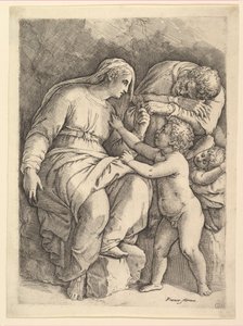 Die Heilige Familie von Battista Franco Veneziano