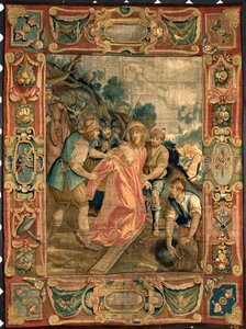Christus wird seiner Kleider beraubt. Wandteppich aus den Brüsseler Manufakturen. 16. Jahrhundert Genua, Musei di Strada Nuova von Belgian School