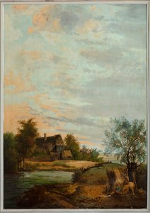 Zweiter Hinterraum, Besprechungsraum, Wandgemälde mit ländlichen Szenen im klassischen Stil, wahrscheinlich um 1810, Szene 7