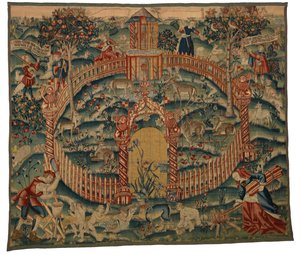 Wandteppich, Park au Cerfs, hergestellt in Tournai, Belgien, um 1500 von Belgian School