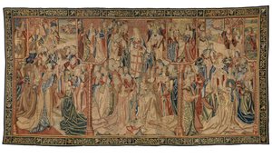 Wandteppich, Triumph der Jungfrau oder Madonna, hergestellt in Brüssel, Belgien, um 1500 (Wolle & Seide) von Belgian School