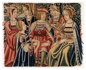 Wandteppichfragment, das die Hochzeit von Ludwig XII. mit Anne von Bretagne darstellt, aus Brüssel