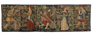 Wandteppichfragment, Darstellung von Weinlesern, möglicherweise aus Tournai, um 1460-70