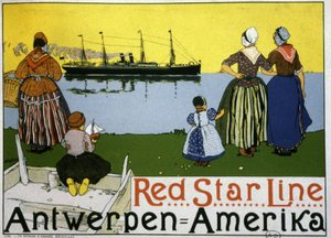 Transatlantik-Liner Antwerpen/Amerika. Werbung für die Red Star Line, ca. 1900