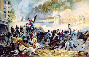 Wallonische Freiwillige greifen am 23. Oktober 1830 während der niederländischen Invasion in Belgien an, um die Kontrolle wiederzuerlangen