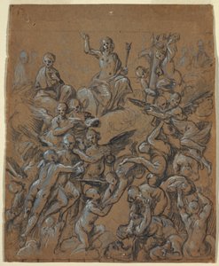 Zeichnung, Christus in Herrlichkeit mit Engeln, ca. 1630 von Belisario Corenzio