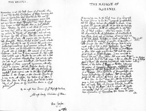 Die Maskerade der Königinnen und ein Widmungsepistel an Henry, Prinz von Wales, 1609 von Ben Jonson