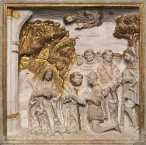 Pier Francesco Visconti, Hof von Saliceto, Anbetung des Christkindes, ca. 1484 von Benedetto Briosco