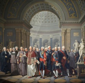 Gustav III. von Schweden (1746-1792) mit Papst Pius VI. (Gianangel, Graf Braschi) von Benigne Gagneraux