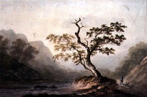 Landschaft mit Fluss und Bergen