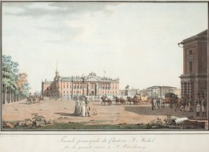 Ansicht des Michael-Palastes und des Connetable-Platzes in St. Petersburg, 1800