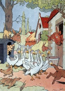 Die Gänse auf dem Kapitol von Toulouse geben Alarm gegen einen gallischen Angriff von Benjamin Rabier