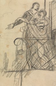 Studie von zwei Figuren auf einem Balkon von Benjamin Robert Haydon