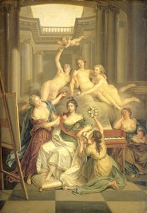 Frederika Sophia Wilhelmina von Preußen (1751-1820). Frau von Prinz Willem V, im Tempel der Künste von Benjamin Samuel Bolomey