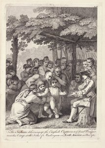 Die Indianer übergeben die englischen Gefangenen an Colonel Bouquet in der Nähe seines Lagers an den Gabelungen des Muskingham in Nordamerika im November 1764 von Benjamin West