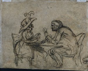 Frau und Mann beim Kartenspielen, 1792