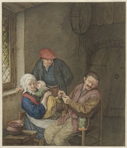 Bauernfamilie im Innenraum